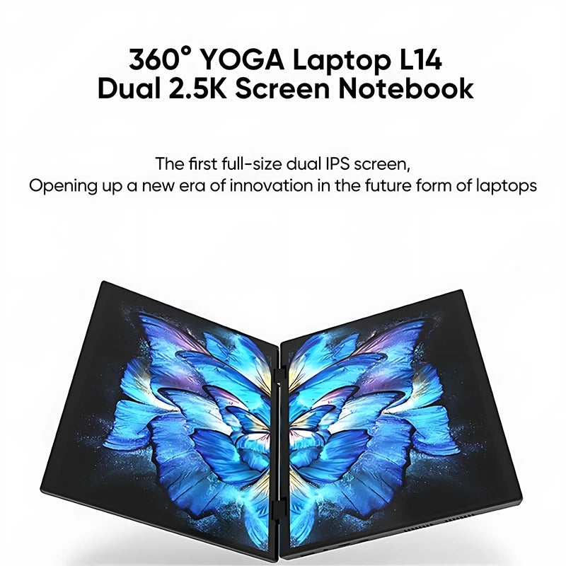 2025 novo 14 Polegada + 14 Polegada dupla tela de toque notebook 12th n95 alumínio yoga laptops para negócios escritório educação portátil