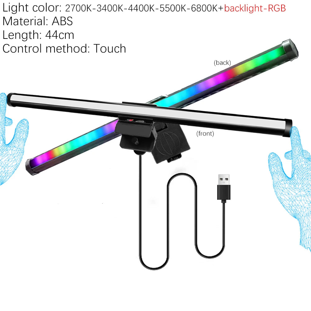 33-60cm monitor barra de luz pc rgb iluminação de fundo proteção para os olhos escurecimento leitura/jogos/lâmpada de trabalho cronometrada luz noturna