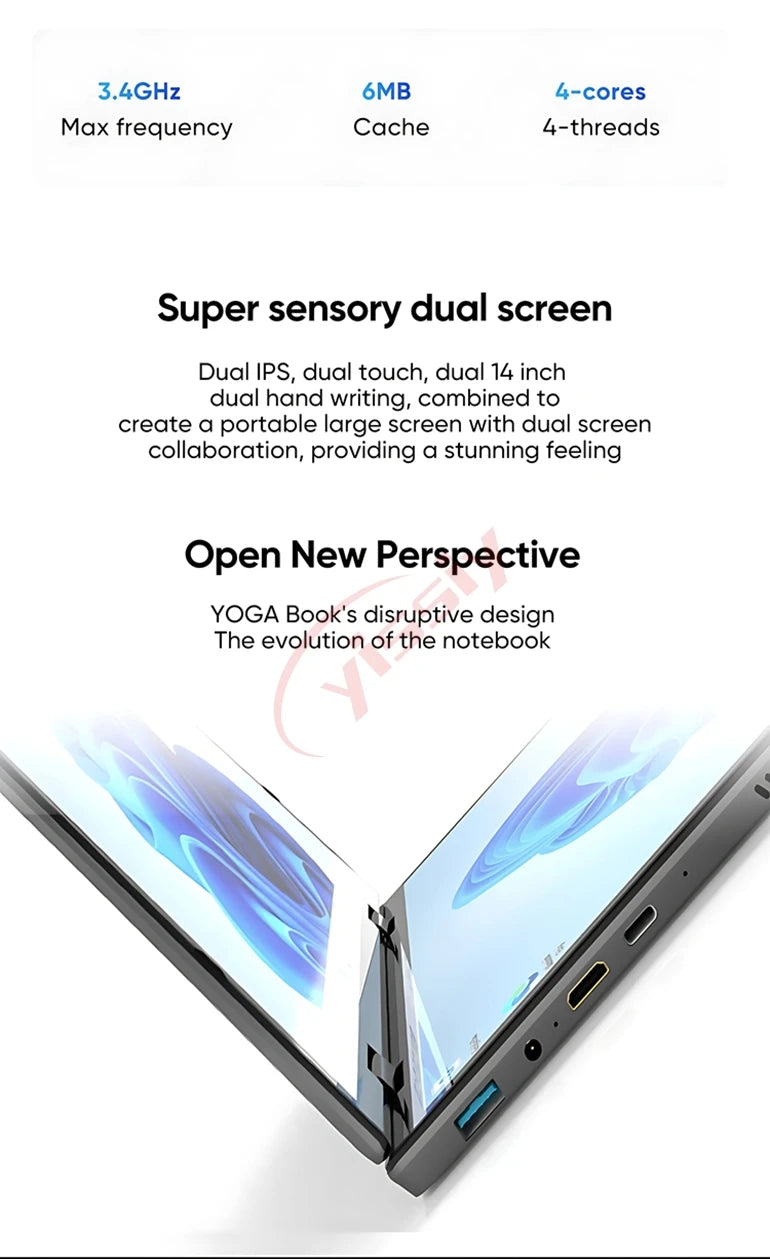 2025 novo 14 Polegada + 14 Polegada dupla tela de toque notebook 12th n95 alumínio yoga laptops para negócios escritório educação portátil