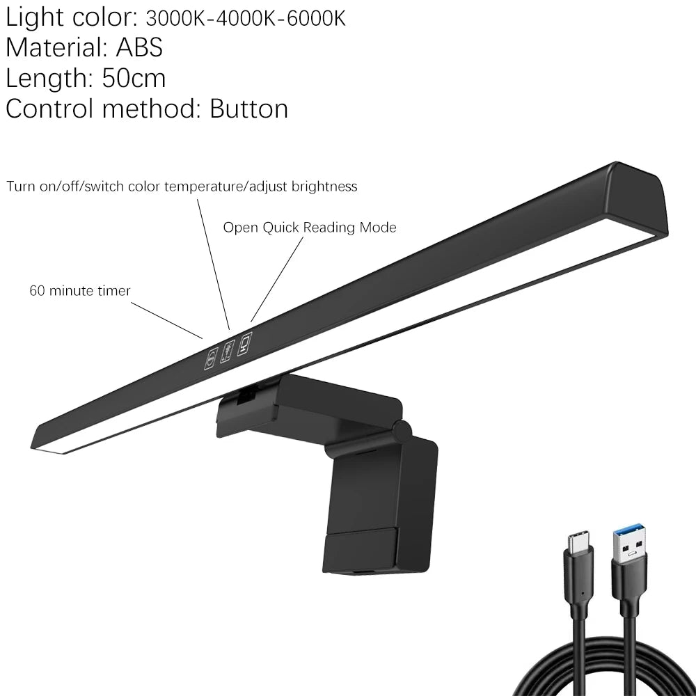 33-60cm monitor barra de luz pc rgb iluminação de fundo proteção para os olhos escurecimento leitura/jogos/lâmpada de trabalho cronometrada luz noturna