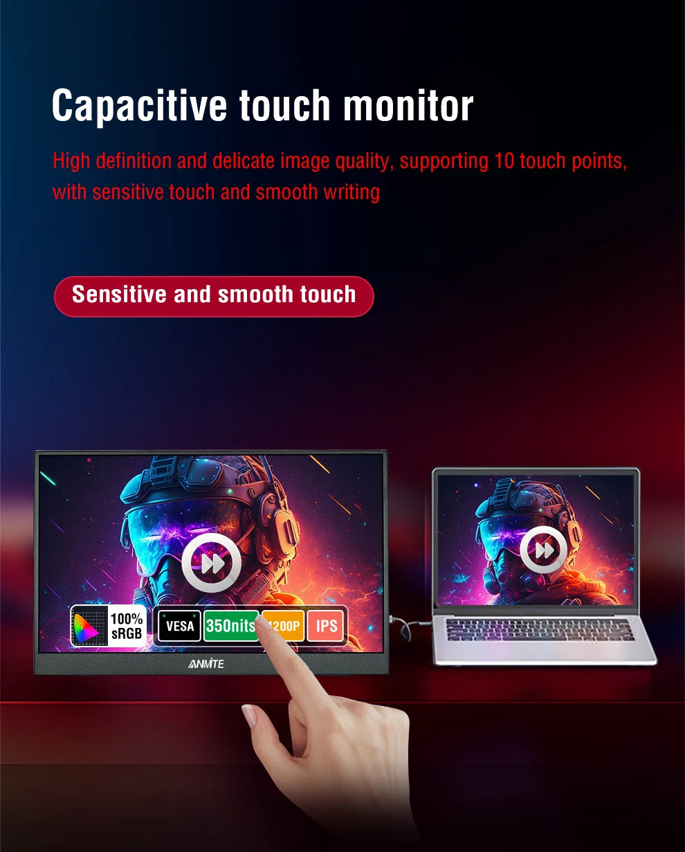 14 Polegada monitor de toque portátil não-toque opcional 16:10 400cd/m2 computador de jogos expandir display para xbox ps4/5 switch loptop