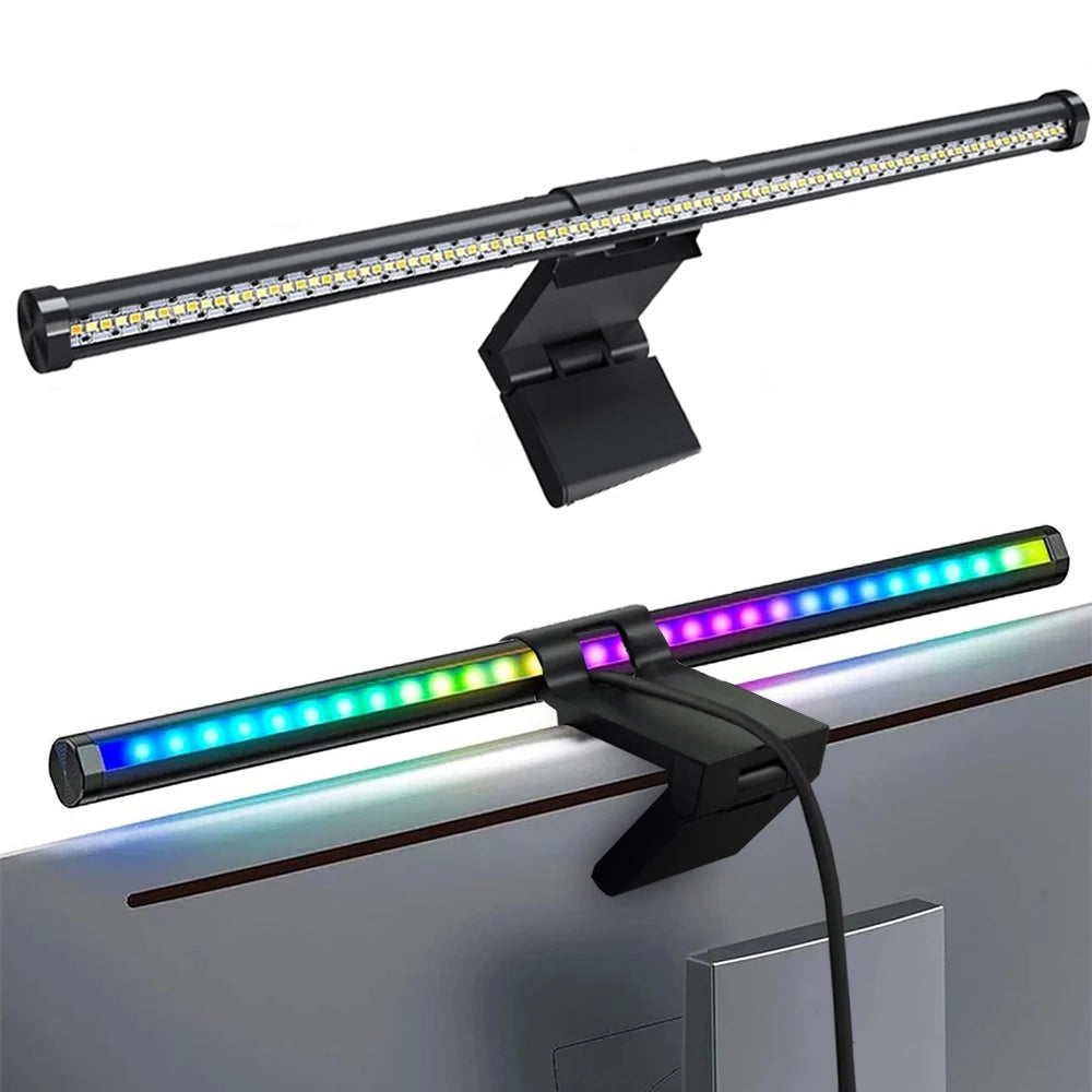 Barra de luz led para tela de computador, iluminação rgb, 44cm, suspensão, rgb, atmosfera, para estudo, trabalho, estudo, jogos