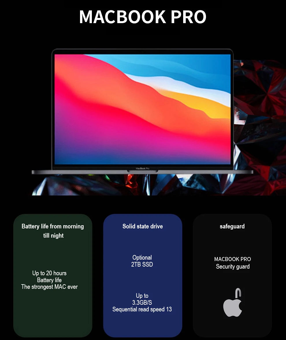 2020 macbook pro i5 13 polegadas 8g/16g ram, 256gb/512gb/1tb ssd touch id original genuíno portátil para i5 touch bar macbook pro i5