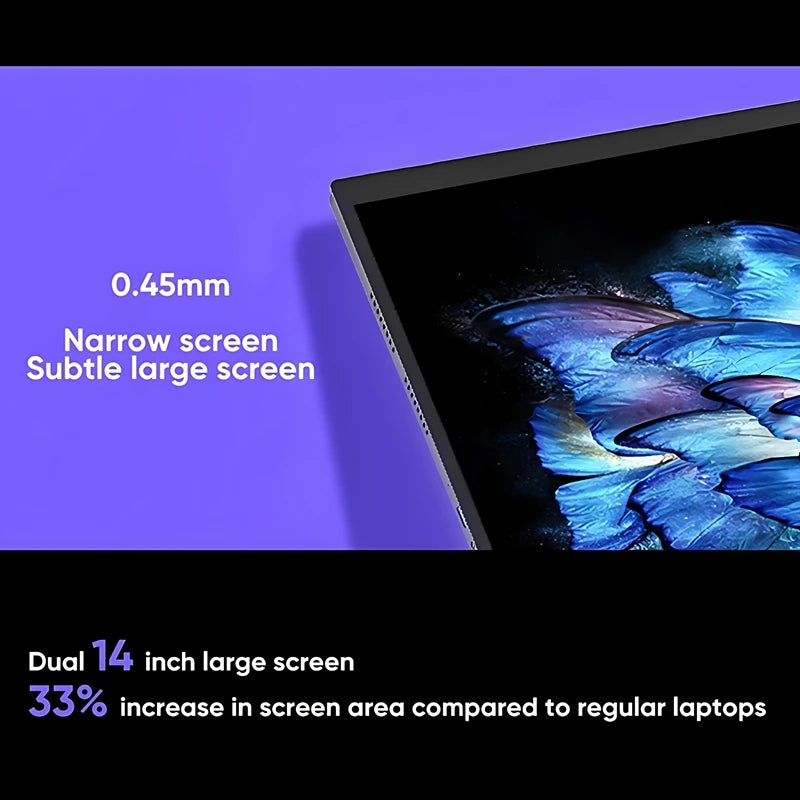2025 novo 14 Polegada + 14 Polegada dupla tela de toque notebook 12th n95 alumínio yoga laptops para negócios escritório educação portátil