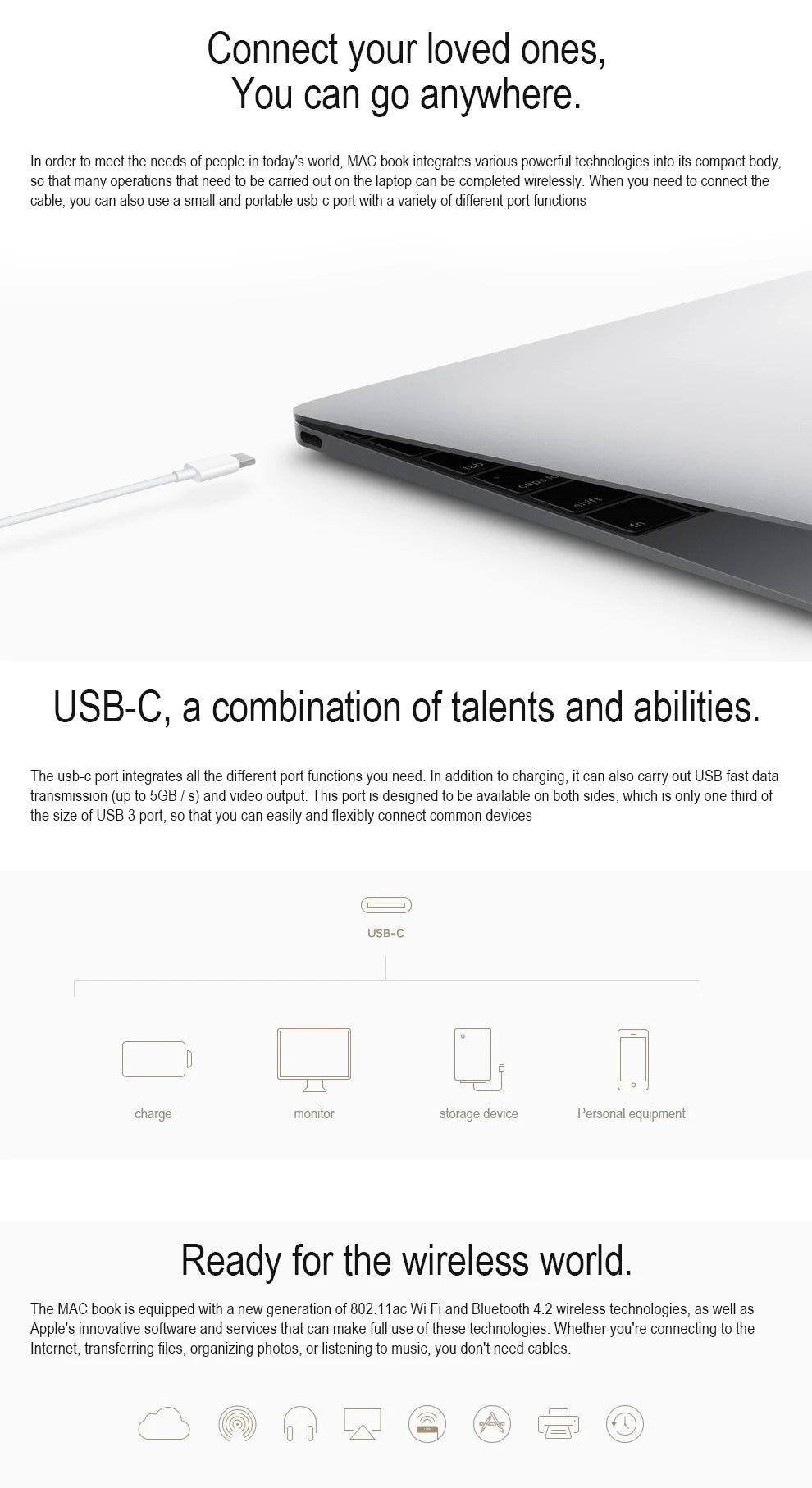 2016 Macbook Air Laptop 12 polegadas HD 5300 CPU 8GB RAM 256GB SSD Intel Core Retina Ultra Fino Laptop Original Genuíno WIFI