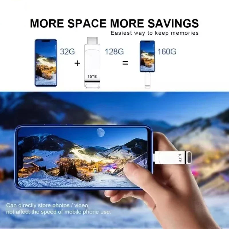 16tb usb 3.2 flash drives transferência de alta velocidade metal pendrive cartão memória pendrive disco flash memoria à prova dwaterproof água vara novo