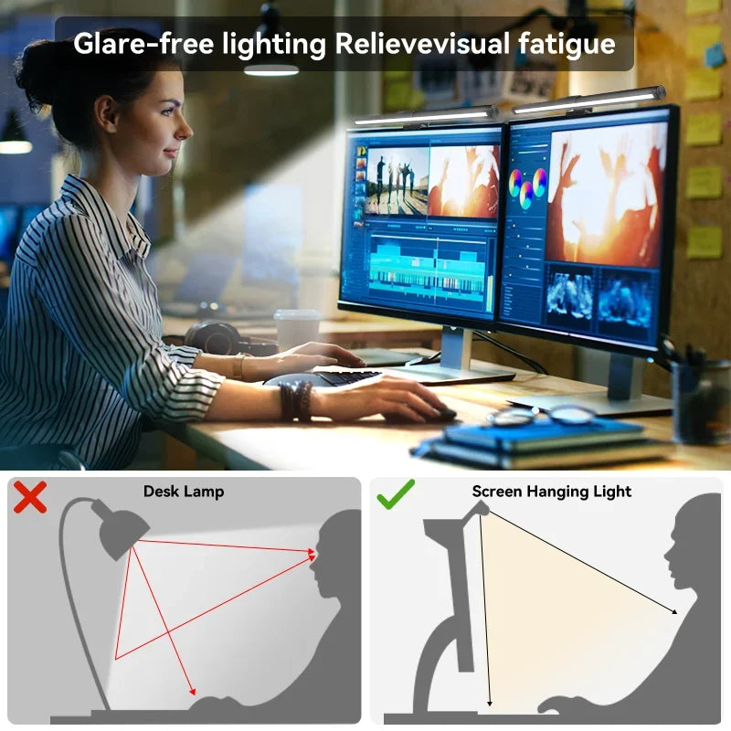 33-60cm monitor barra de luz pc rgb iluminação de fundo proteção para os olhos escurecimento leitura/jogos/lâmpada de trabalho cronometrada luz noturna