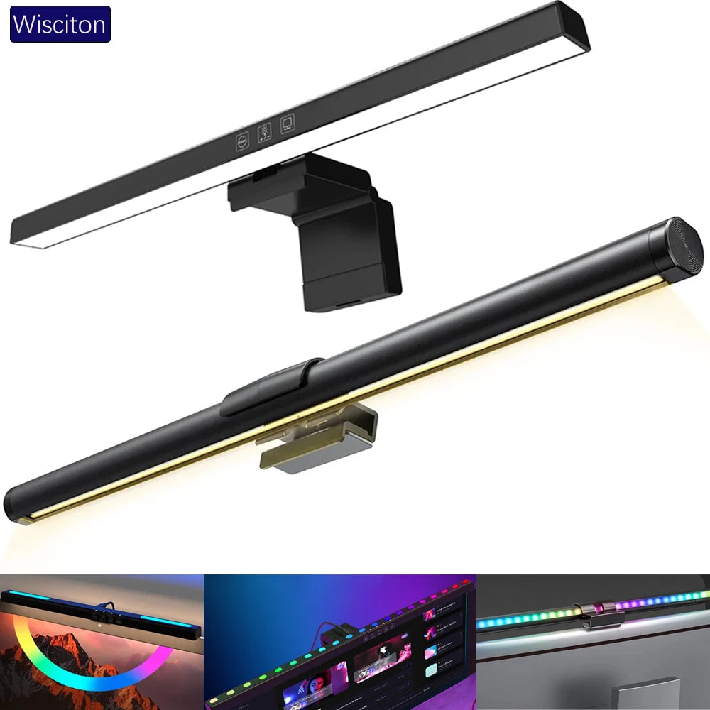 33-60cm monitor barra de luz pc rgb iluminação de fundo proteção para os olhos escurecimento leitura/jogos/lâmpada de trabalho cronometrada luz noturna