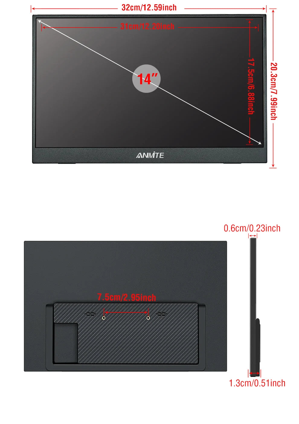 14 Polegada monitor de toque portátil não-toque opcional 16:10 400cd/m2 computador de jogos expandir display para xbox ps4/5 switch loptop