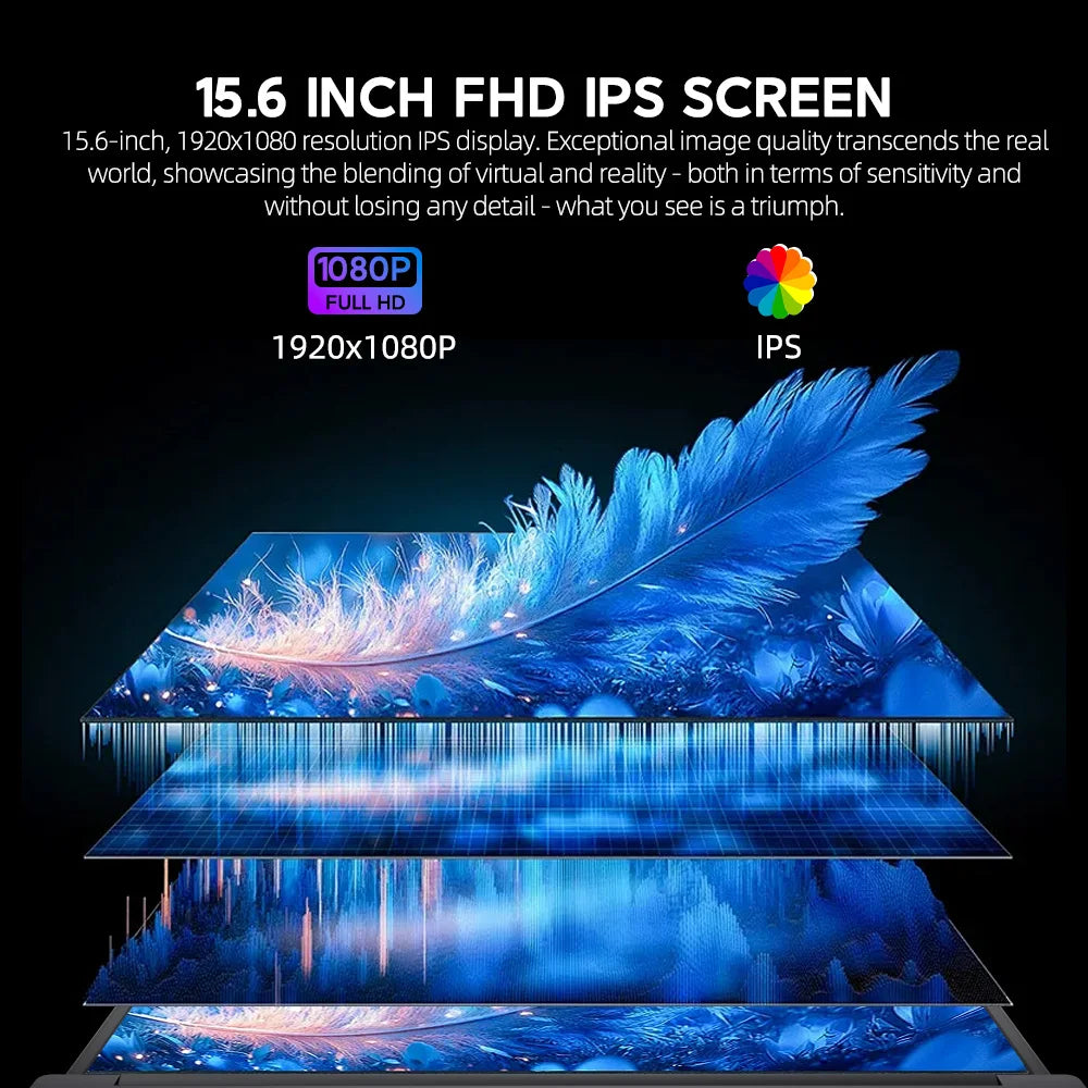 BEEX Laptop para Jogos de 15.6 polegadas com Leitor de Impressão Digital, Ryzen 3 3200U, Windows 11, 8GB de RAM DDR4, SSD de 256/512GB, Wifi 2.4G/5.0G