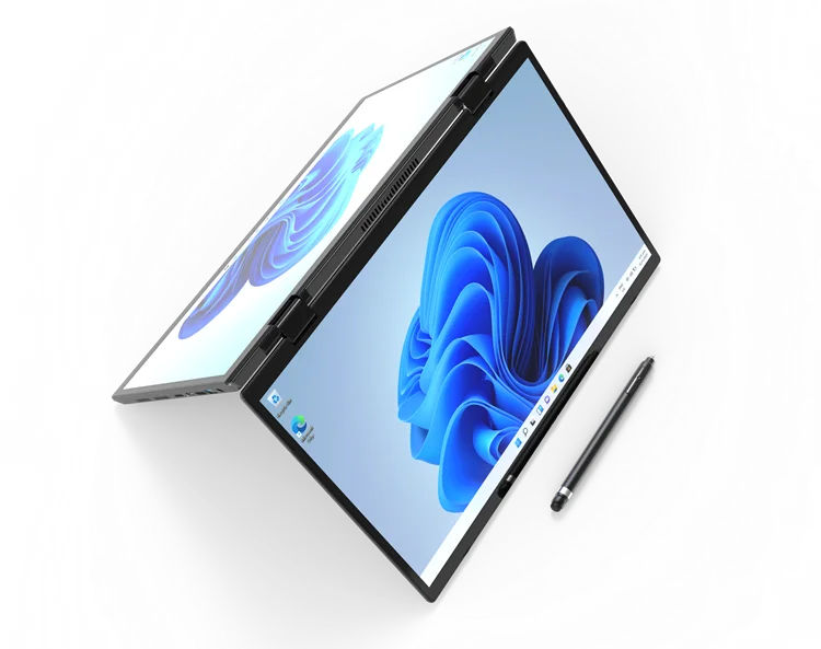 2025 novo 14 Polegada + 14 Polegada dupla tela de toque notebook 12th n95 alumínio yoga laptops para negócios escritório educação portátil