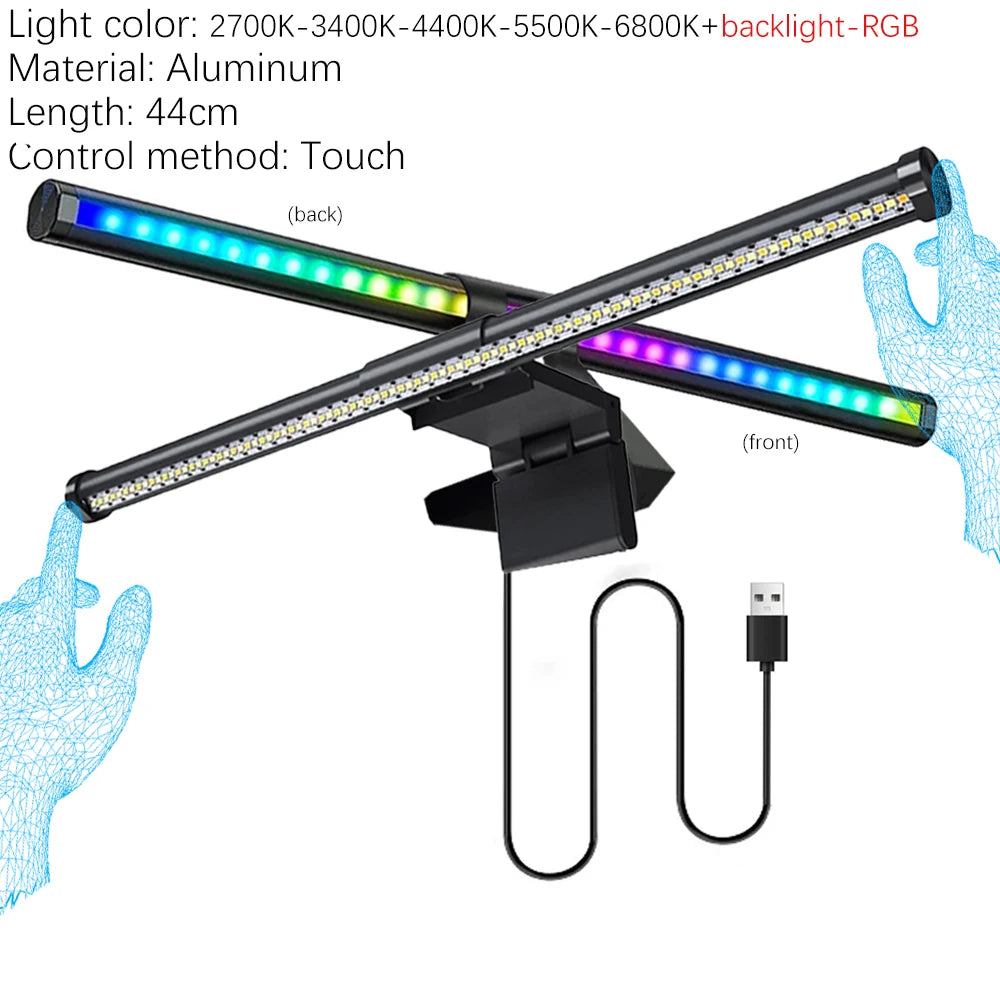 33-60cm monitor barra de luz pc rgb iluminação de fundo proteção para os olhos escurecimento leitura/jogos/lâmpada de trabalho cronometrada luz noturna