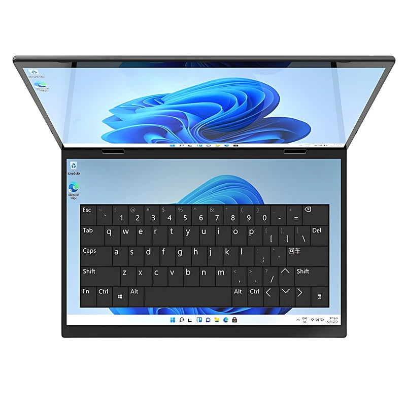 2025 novo 14 Polegada + 14 Polegada dupla tela de toque notebook 12th n95 alumínio yoga laptops para negócios escritório educação portátil