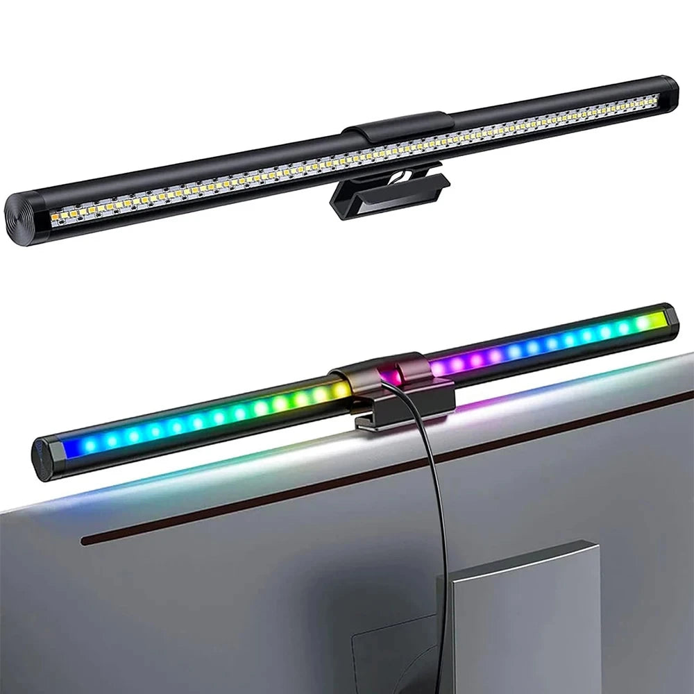 Barra de luz led para tela de computador, iluminação rgb, 44cm, suspensão, rgb, atmosfera, para estudo, trabalho, estudo, jogos