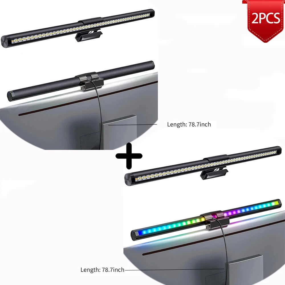 Barra de luz led para tela de computador, iluminação rgb, 44cm, suspensão, rgb, atmosfera, para estudo, trabalho, estudo, jogos