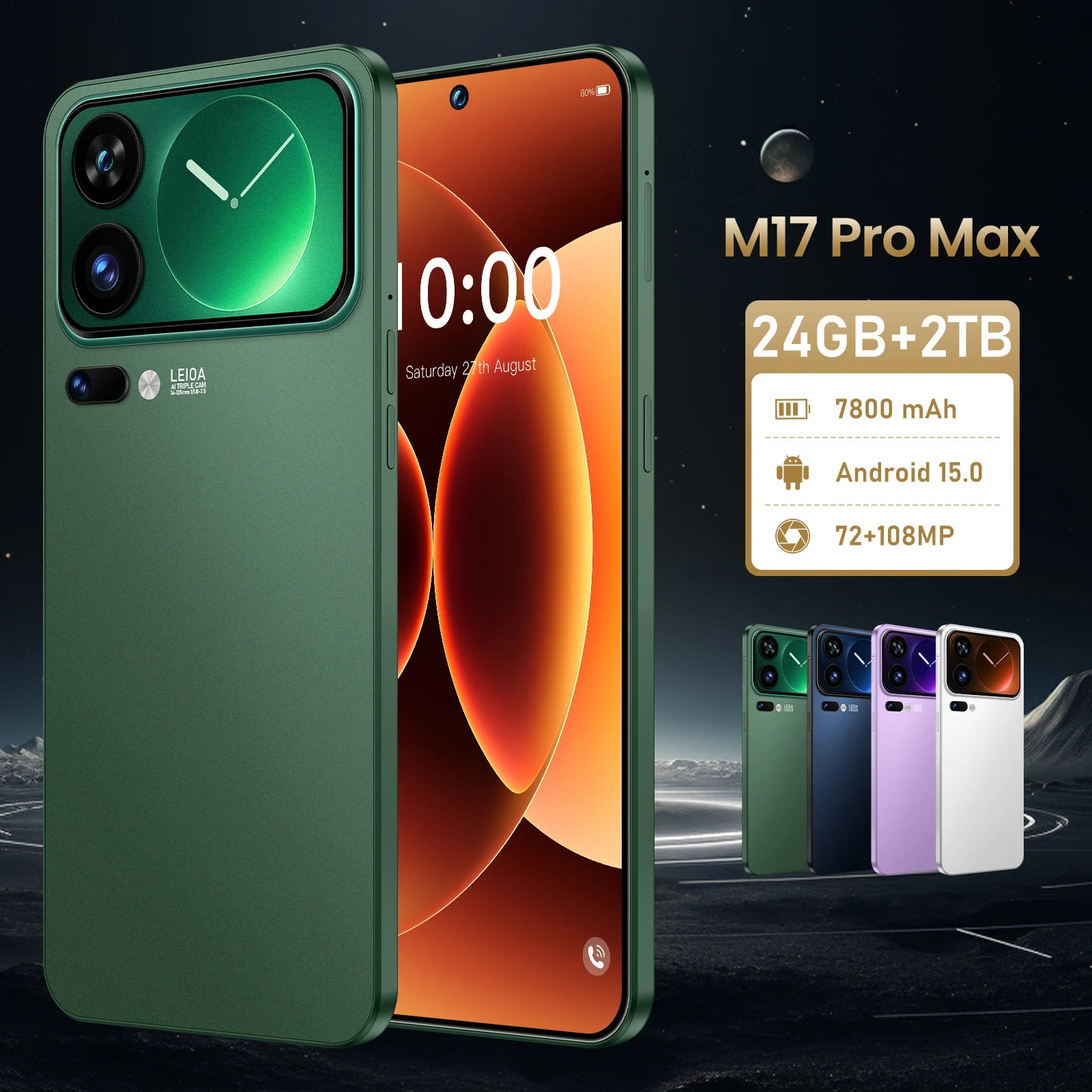 2026 NOVO QUENTE M17 Pro Max Edição Global Max Snapdragon 8 Gen4 7.3" 16GB 1TB Dual Chip Dual Standby 7800mAh 108MP