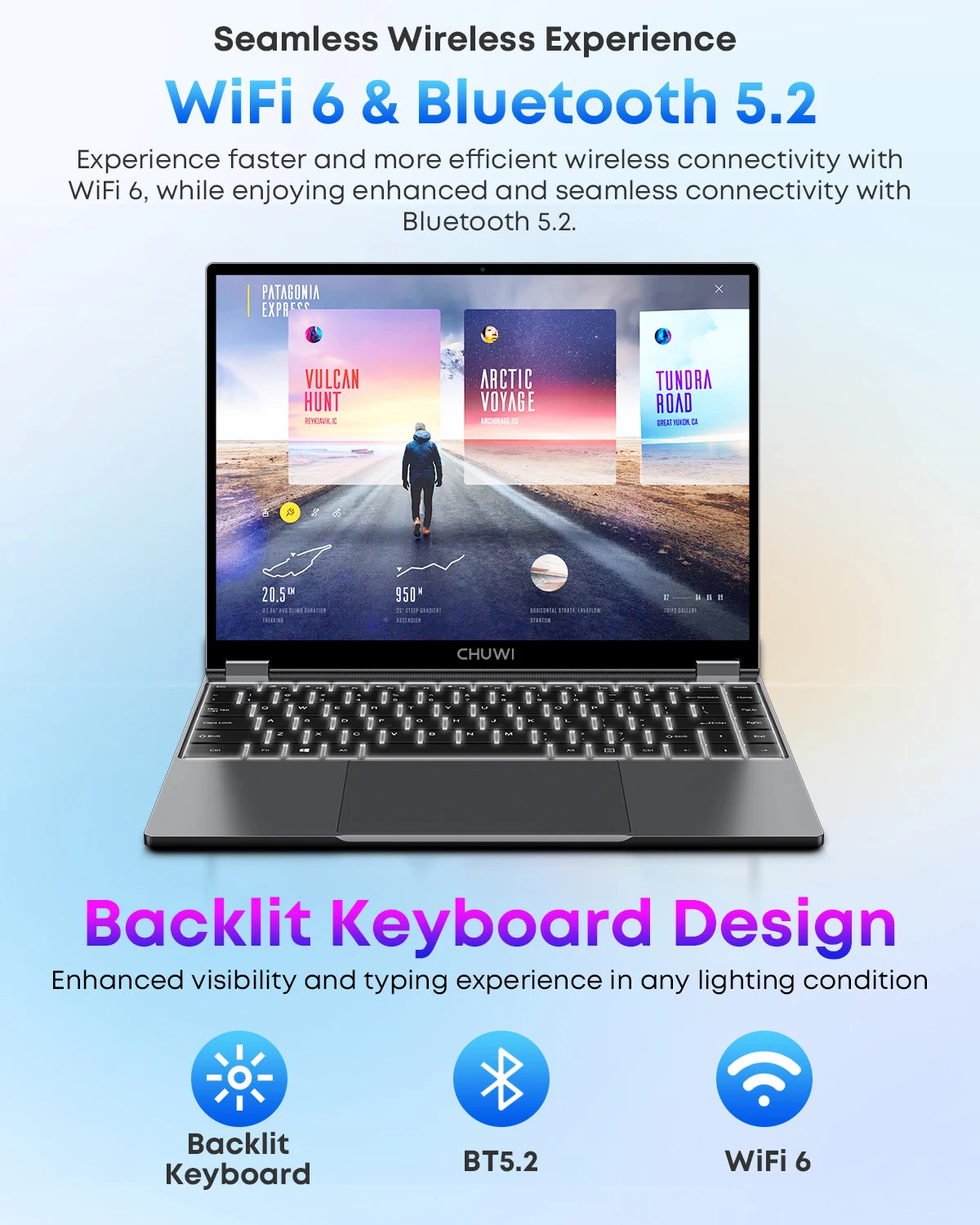 CHUWI FreeBook Laptop 2-em-1 com Tela Touch de 13.4'' Intel N150 16GB LPDDR5 RAM 512GB SSD FHD 2520x1680 WiFi6 BT5.2 Windows 11